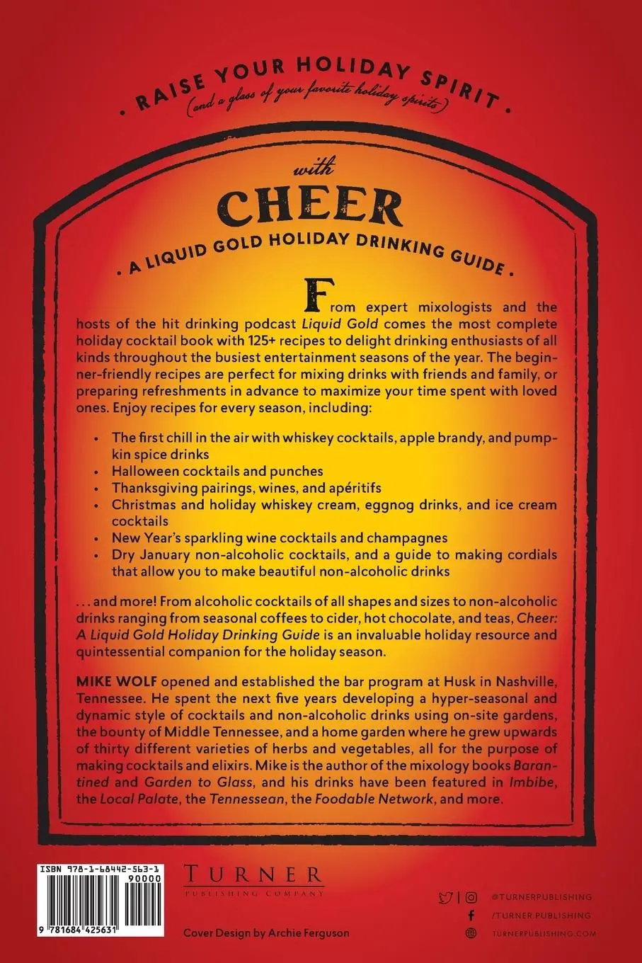 Rückseite: 9781684425631 | Cheer | A Liquid Gold Holiday Drinking Guide | Mike Wolf | Taschenbuch