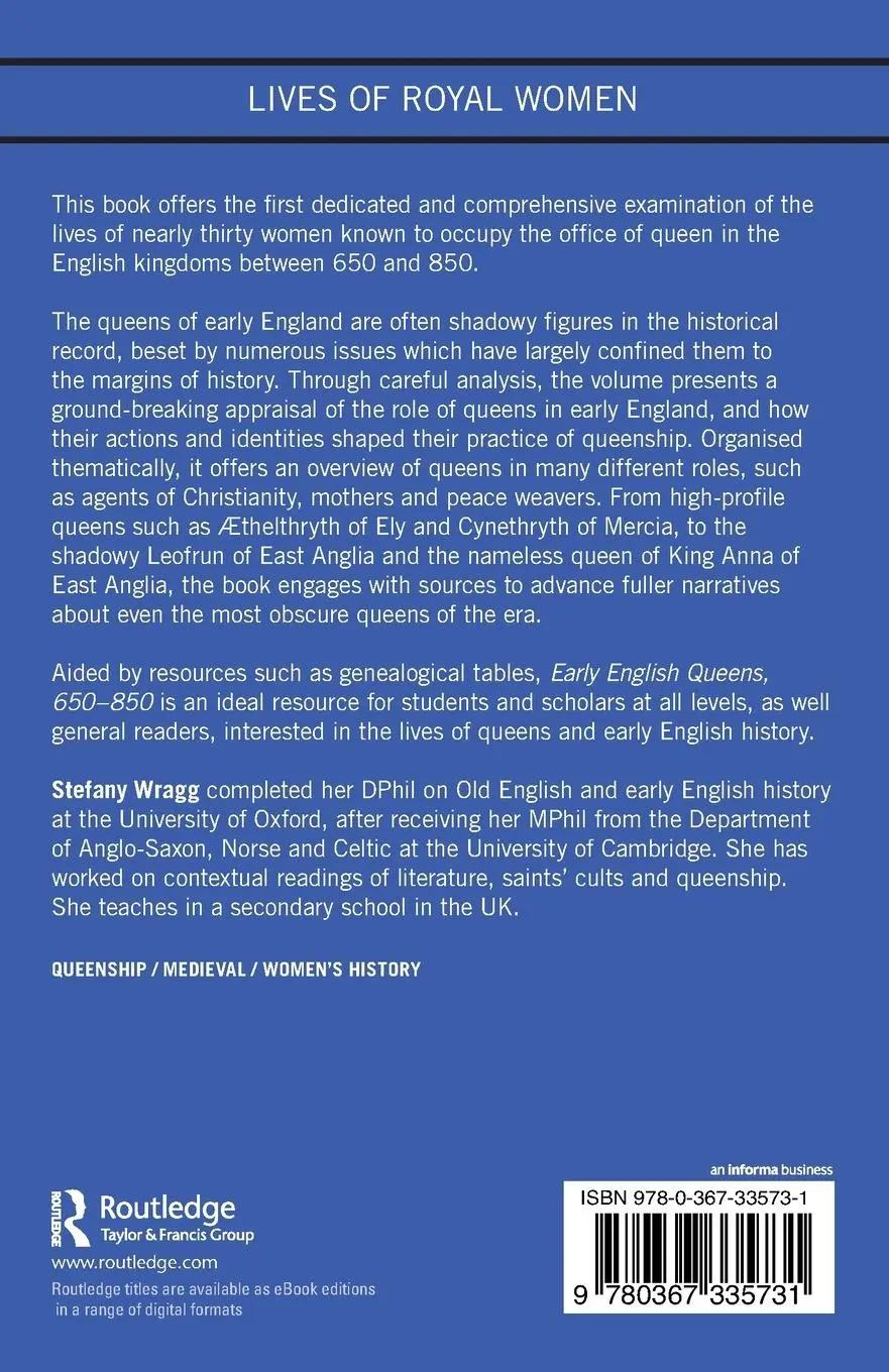 Rückseite: 9780367335731 | Early English Queens, 650-850 | Speculum Reginae | Stefany Wragg