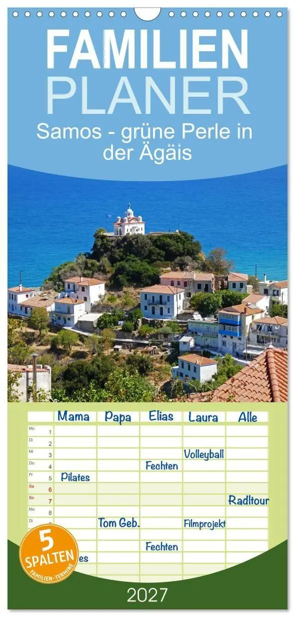 Cover: 9783594295731 | Familienplaner 2027 - Samos - grüne Perle in der Ägäis mit 5...