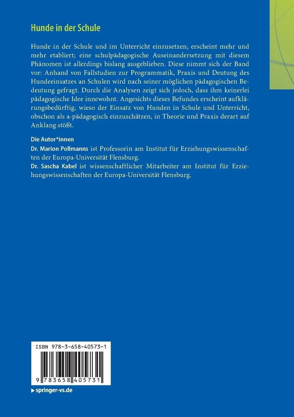 Rückseite: 9783658405731 | Hunde in der Schule | Sascha Kabel (u. a.) | Taschenbuch | Paperback
