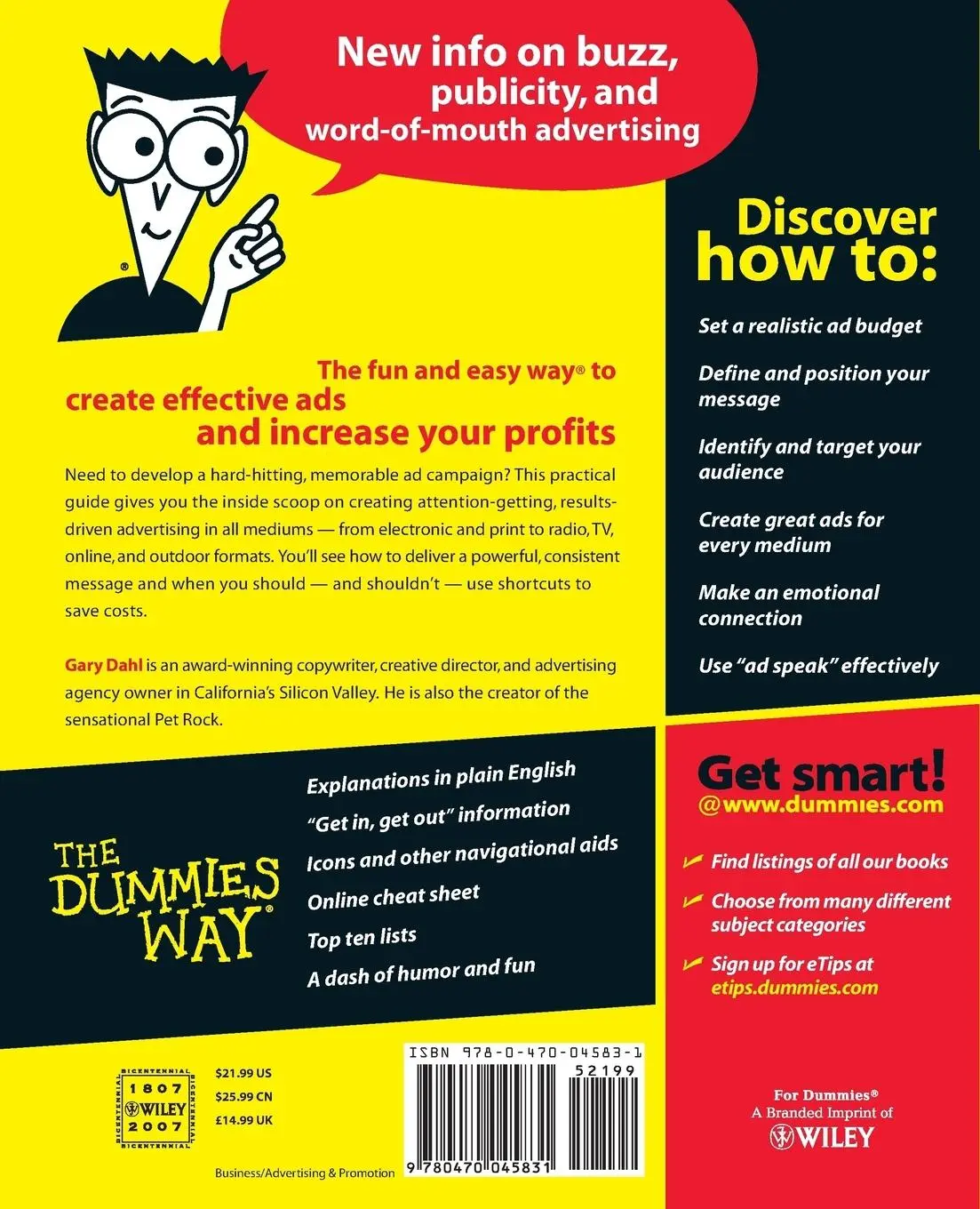 Rückseite: 9780470045831 | Advertising for Dummies | Gary Dahl | Taschenbuch | 336 S. | Englisch
