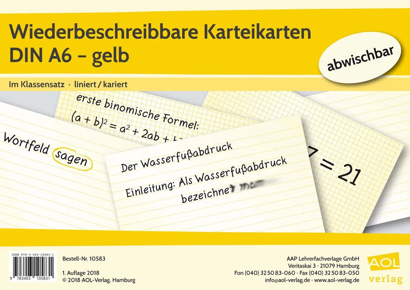 Cover: 9783403105831 | Wiederbeschreibbare Karteikarten DIN A6 - gelb | Box | 31 S. | 2018