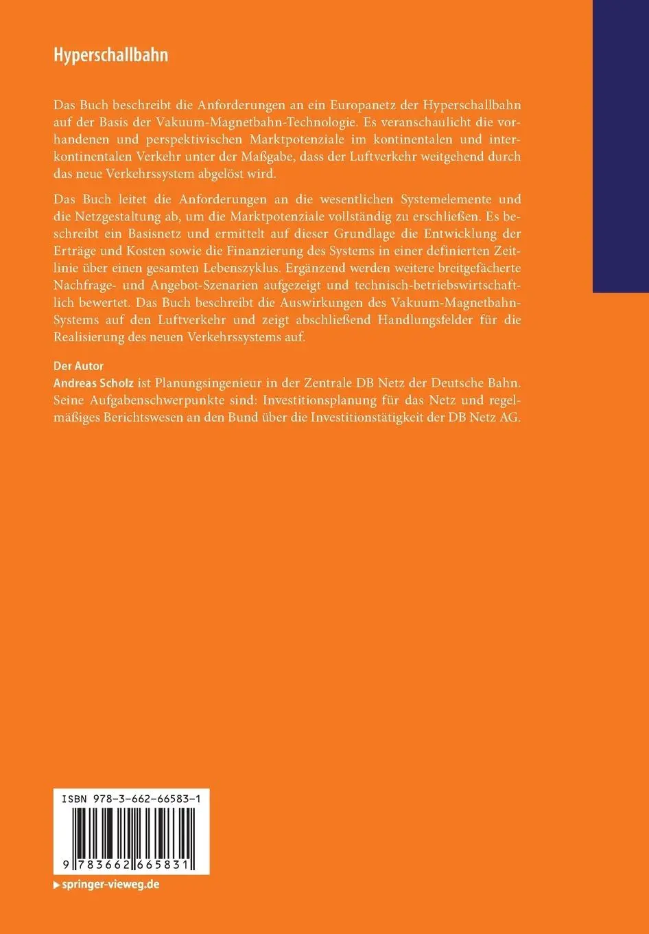 Rückseite: 9783662665831 | Hyperschallbahn | Anforderungen an ein Europanetz für 7.200km/h | Buch