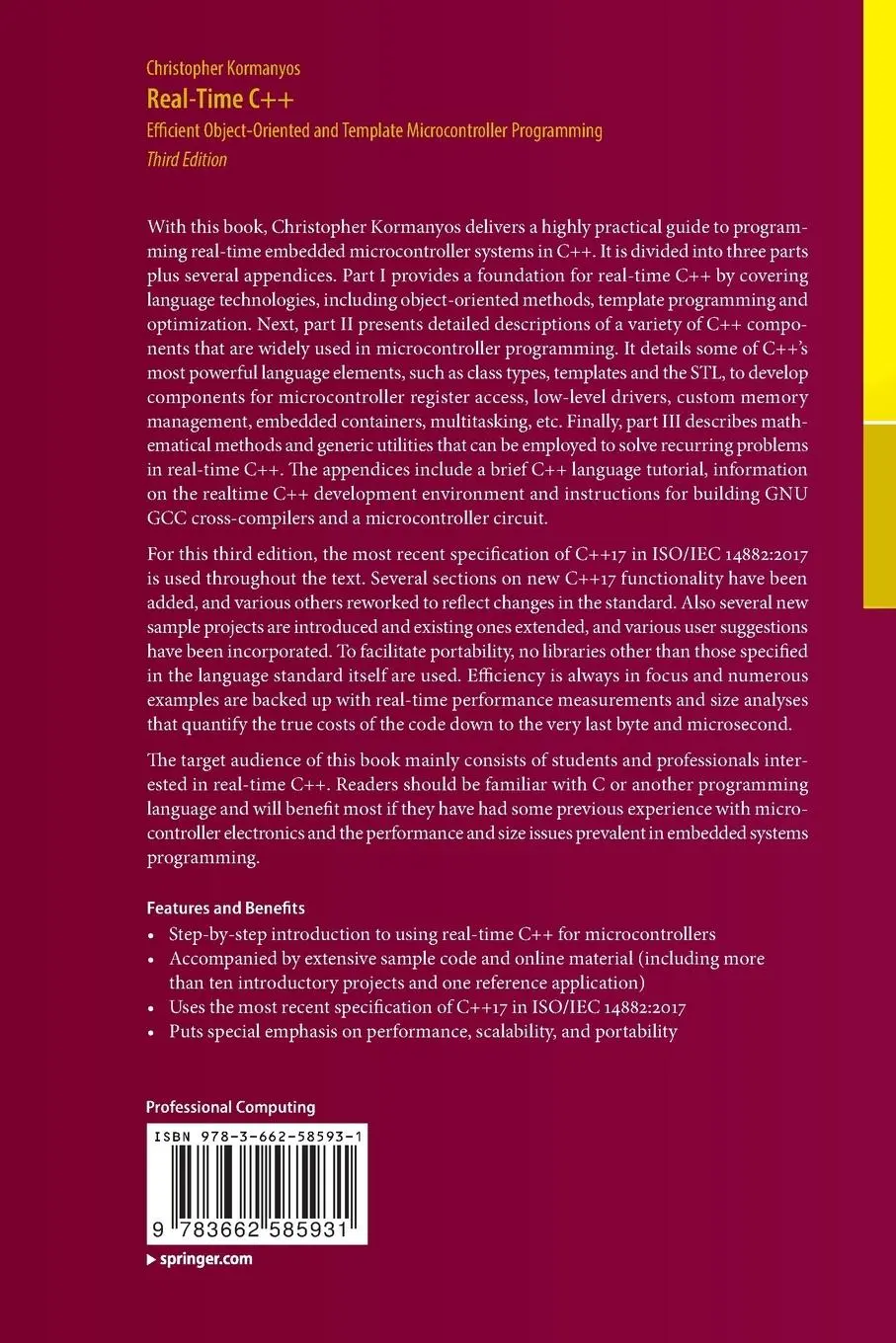Rückseite: 9783662585931 | Real-Time C++ | Christopher Kormanyos | Taschenbuch | xxxiii | 2019