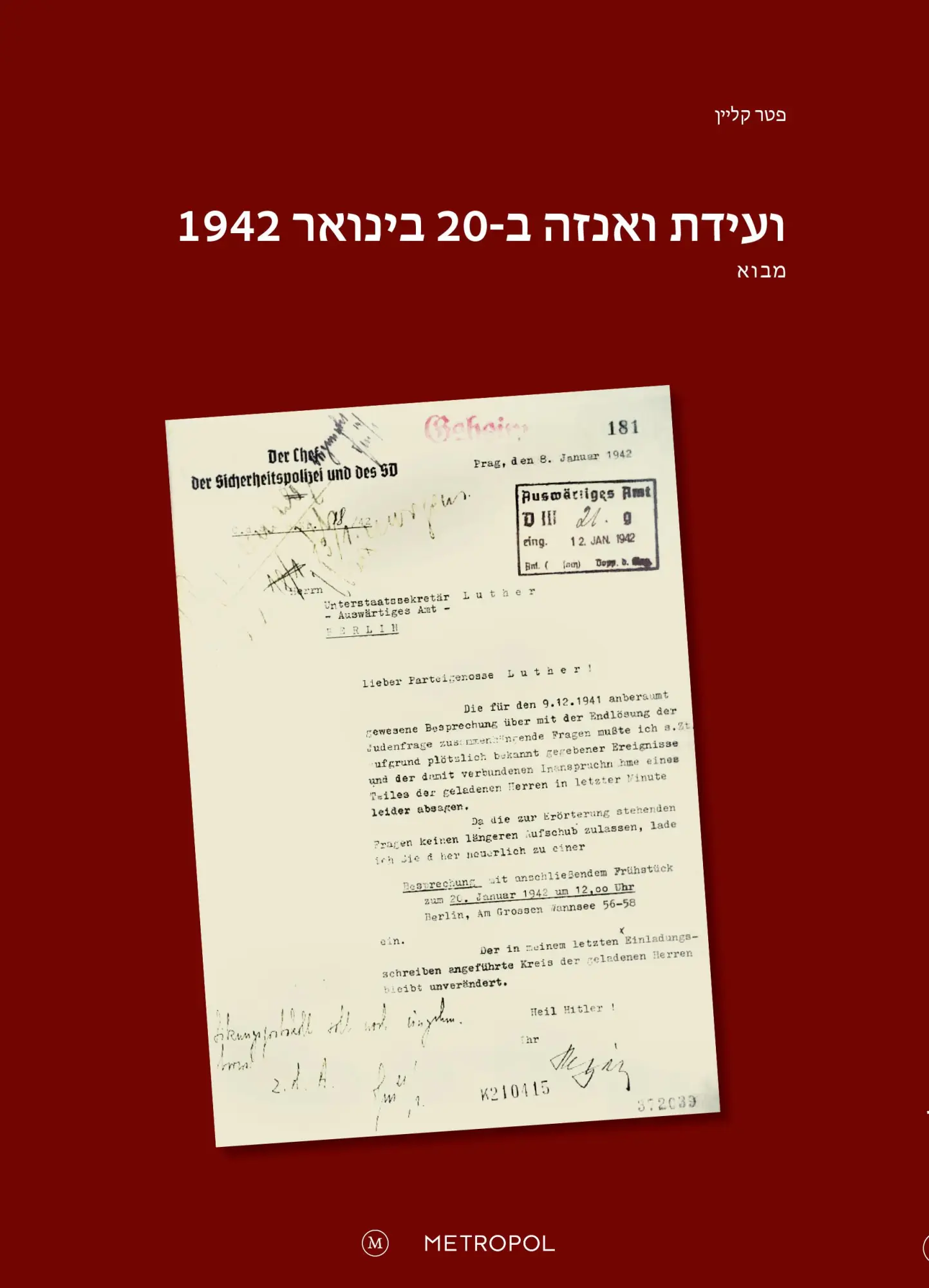 Cover: 9783863315931 | Die "Wannsee-Konferenz" am 20. Januar 1942 | Eine Einführung | Klein
