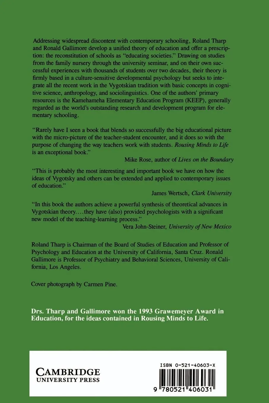 Rückseite: 9780521406031 | Rousing Minds to Life | Roland G. Tharp | Taschenbuch | Englisch