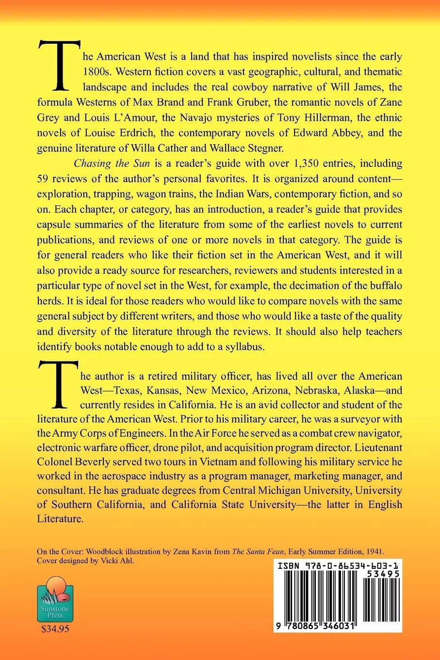 Rückseite: 9780865346031 | Chasing the Sun | A Reader's Guide to Novels Set in the American West