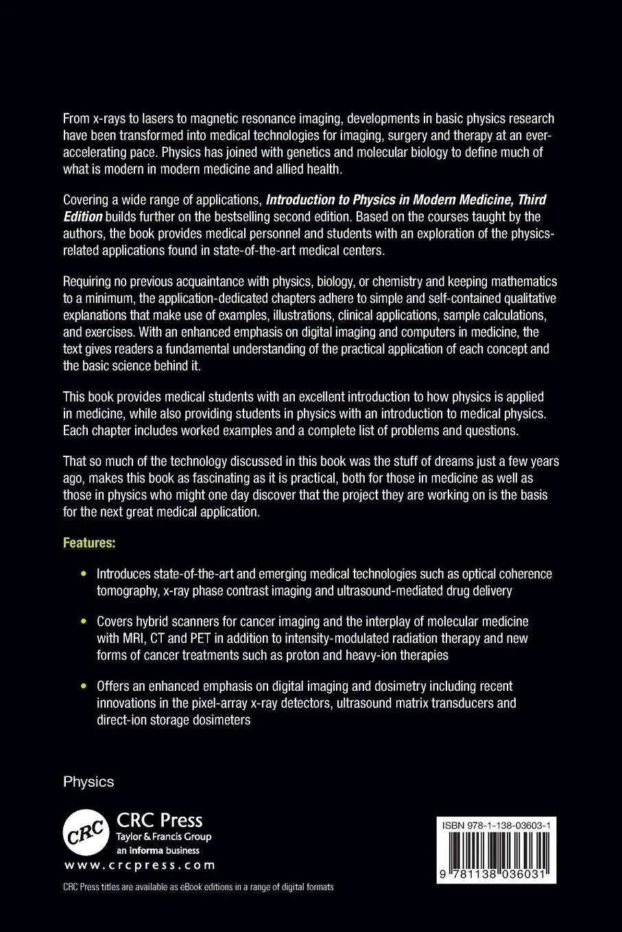 Rückseite: 9781138036031 | Introduction to Physics in Modern Medicine | Kane (u. a.) | Buch
