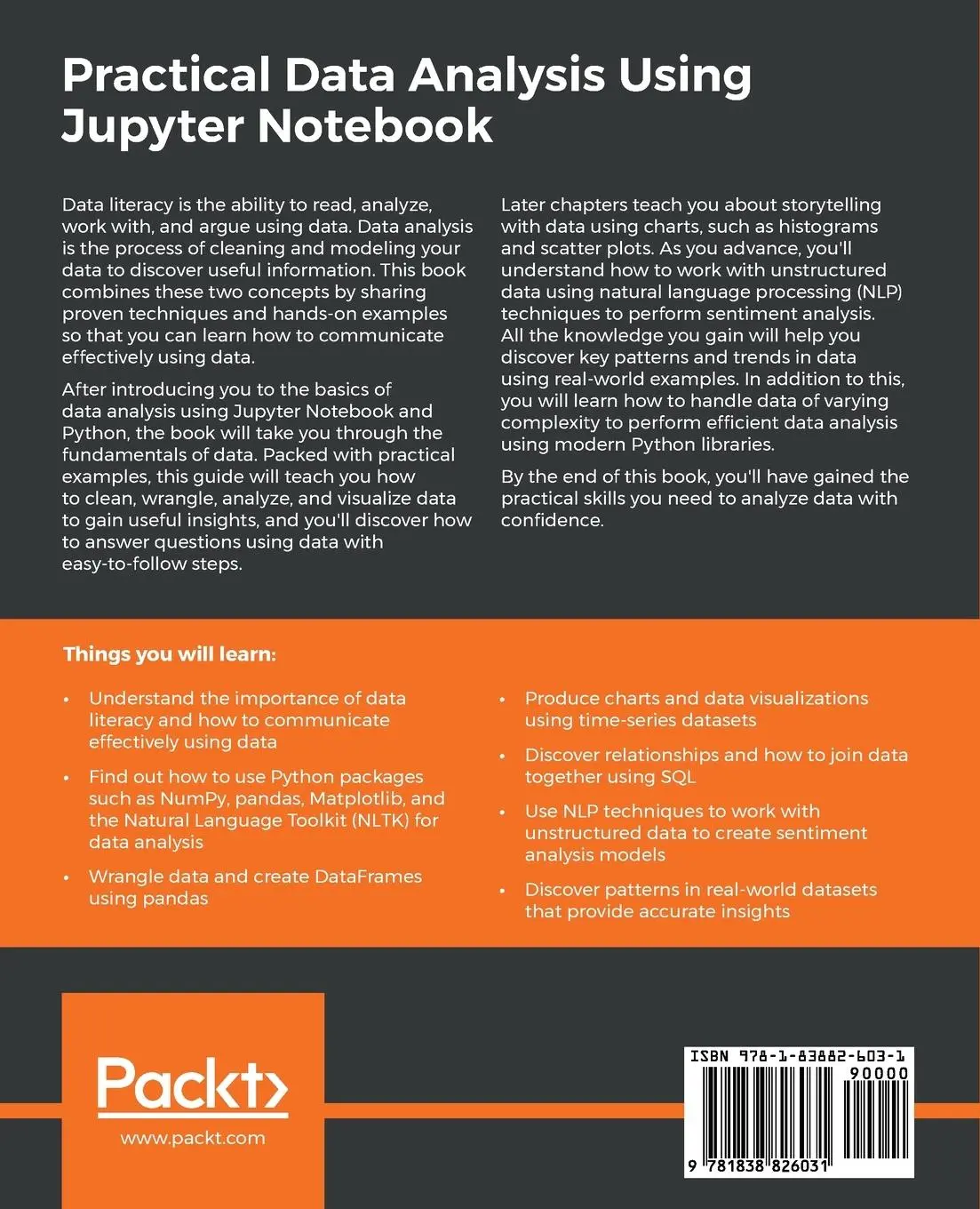 Rückseite: 9781838826031 | Practical Data Analysis using Jupyter Notebook | Marc Wintjen | Buch
