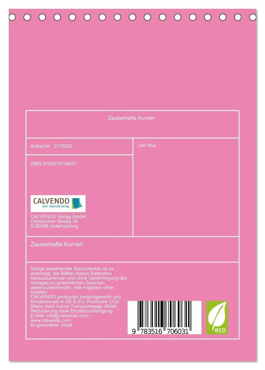 Bild: 9783516706031 | Zauberhafte Kurven (Tischkalender 2026 DIN A5 hoch), CALVENDO...