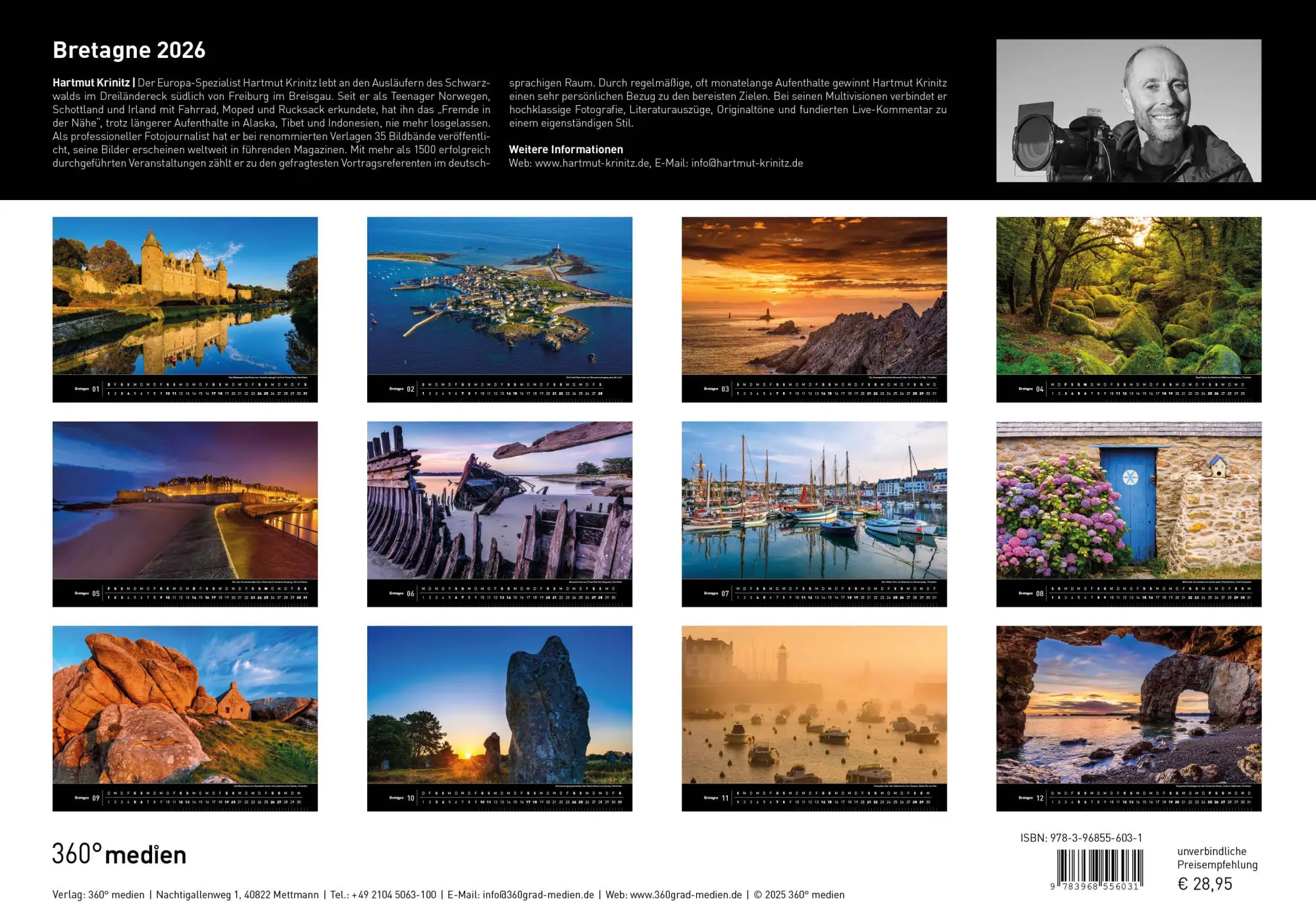 Rückseite: 9783968556031 | Bretagne Premiumkalender 2026 | Hartmut Krinitz | Kalender | 14 S.