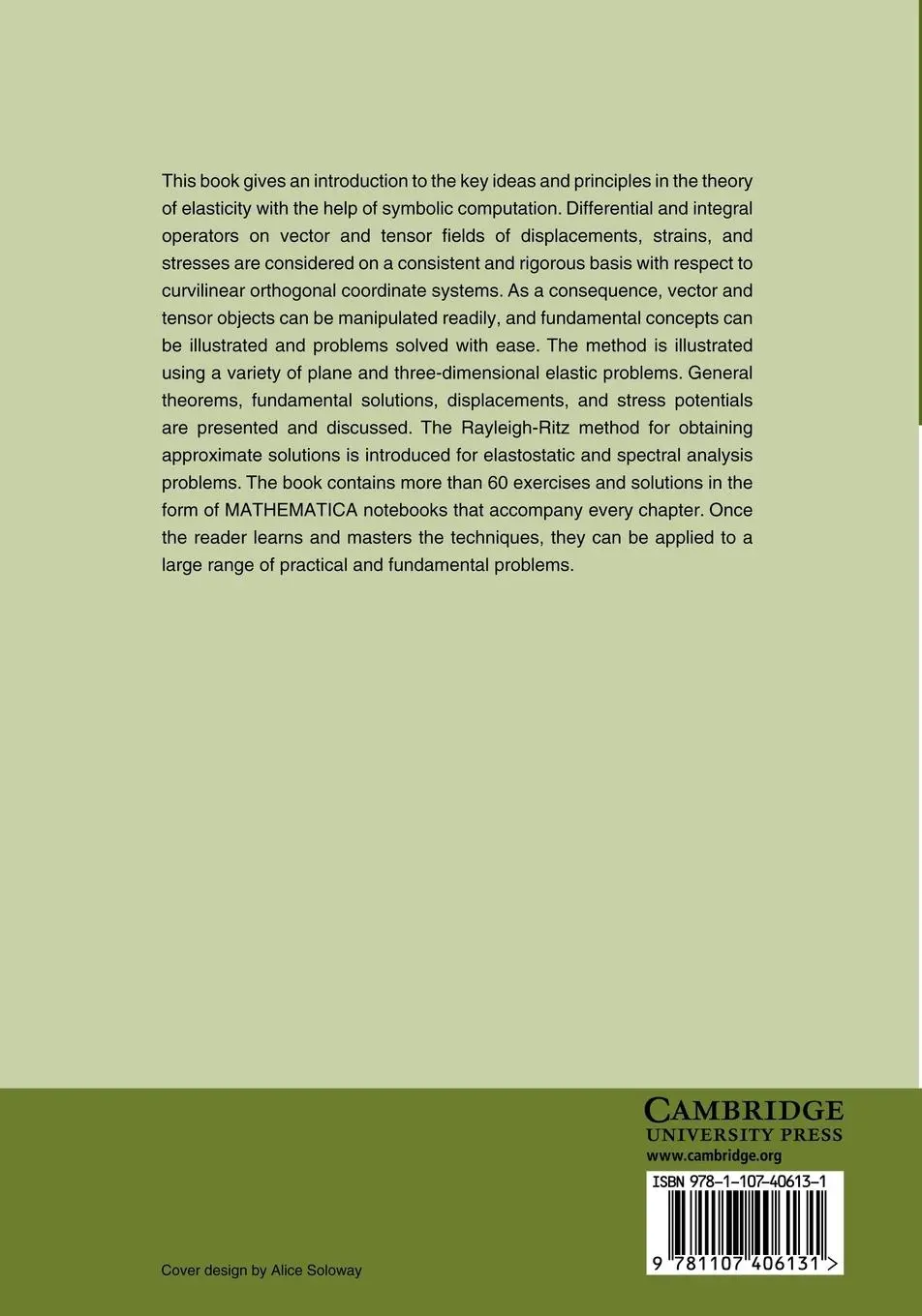 Rückseite: 9781107406131 | Elasticity with Mathematica (R) | Andrei Constantinescu (u. a.) | Buch