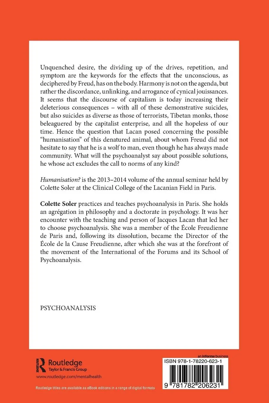 Rückseite: 9781782206231 | Humanisation? | Colette Soler | Taschenbuch | Englisch | 2018