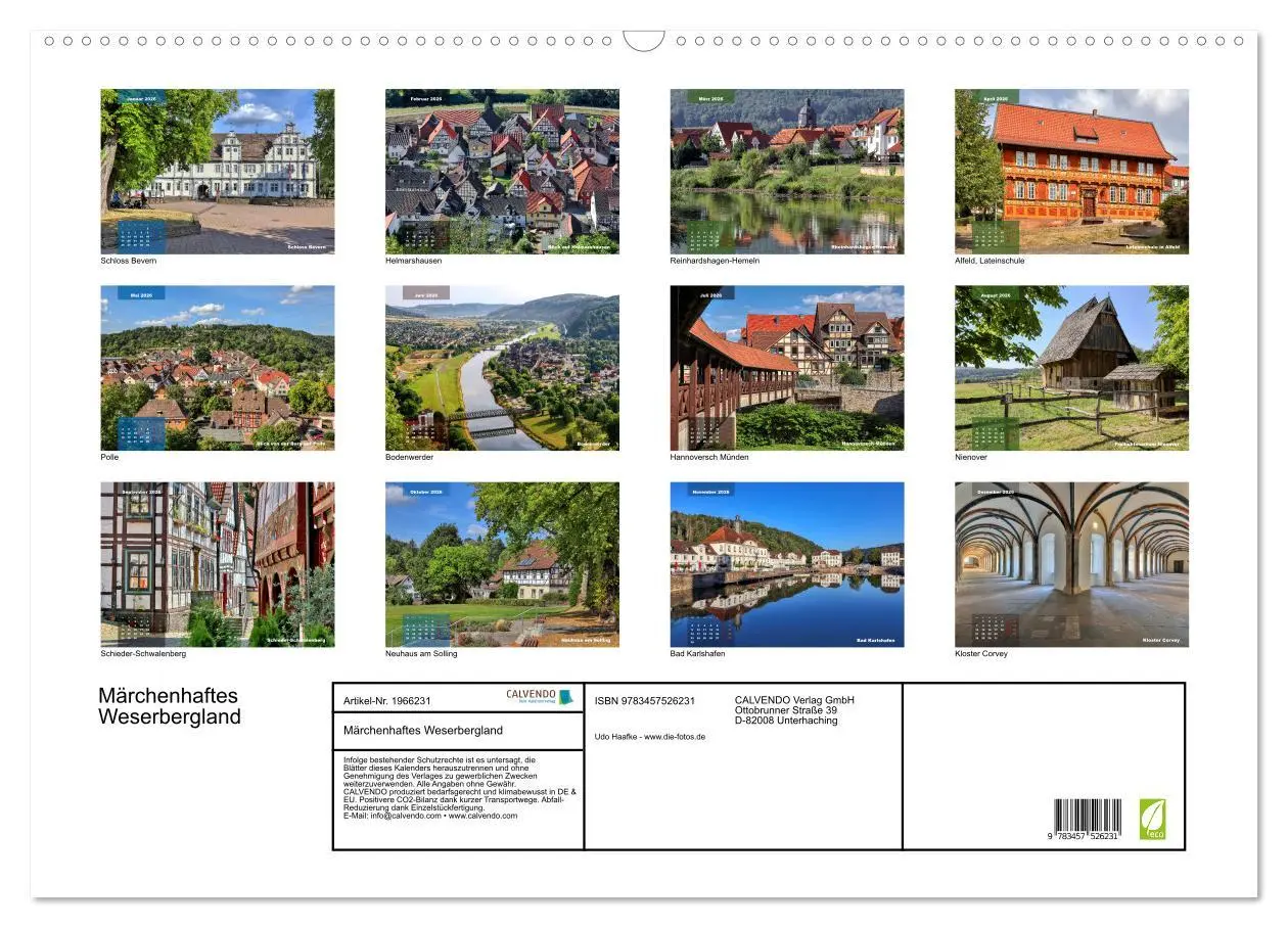 Bild: 9783457526231 | Märchenhaftes Weserbergland (Wandkalender 2026 DIN A2 quer),...