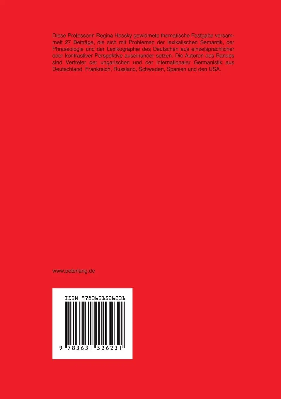 Rückseite: 9783631526231 | Lexikalische Semantik, Phraseologie und Lexikographie | Taschenbuch