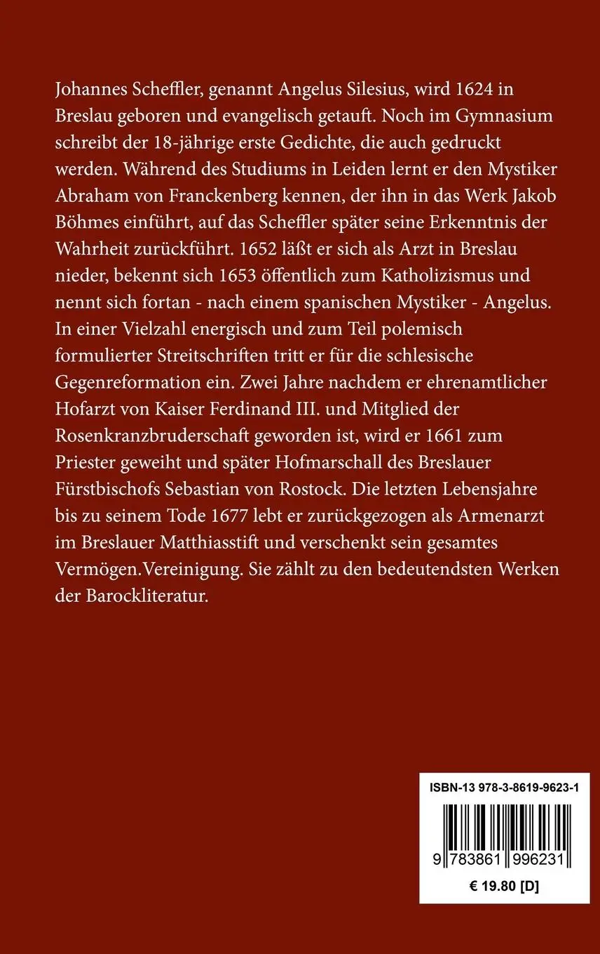 Rückseite: 9783861996231 | Sinnliche Beschreibung der vier letzten Dinge | Angelus Silesius