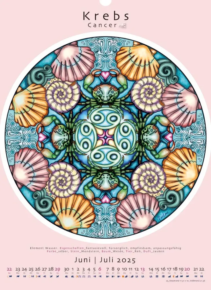 Bild: 9783948276331 | Sternzeichen-Mandalas. Kalender 2025 | Deva Padma | Kalender | 14 S.
