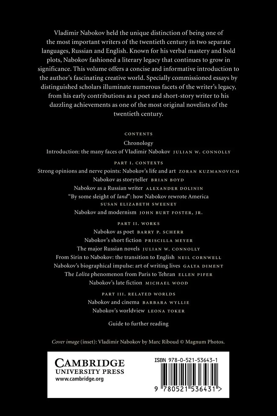Rückseite: 9780521536431 | The Cambridge Companion to Nabokov | Julian W. Connolly | Taschenbuch