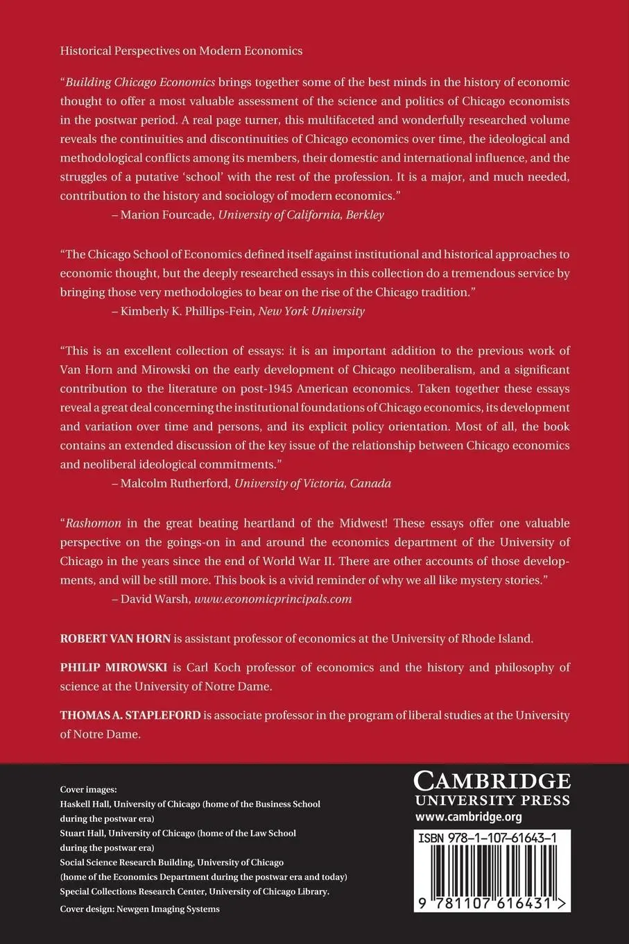 Rückseite: 9781107616431 | Building Chicago Economics | Robert Van Horn (u. a.) | Taschenbuch
