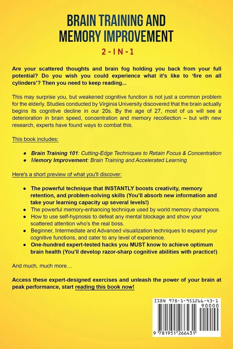Rückseite: 9781951266431 | Brain Training and Memory Improvement 2-in-1 | Steven Frank | Buch