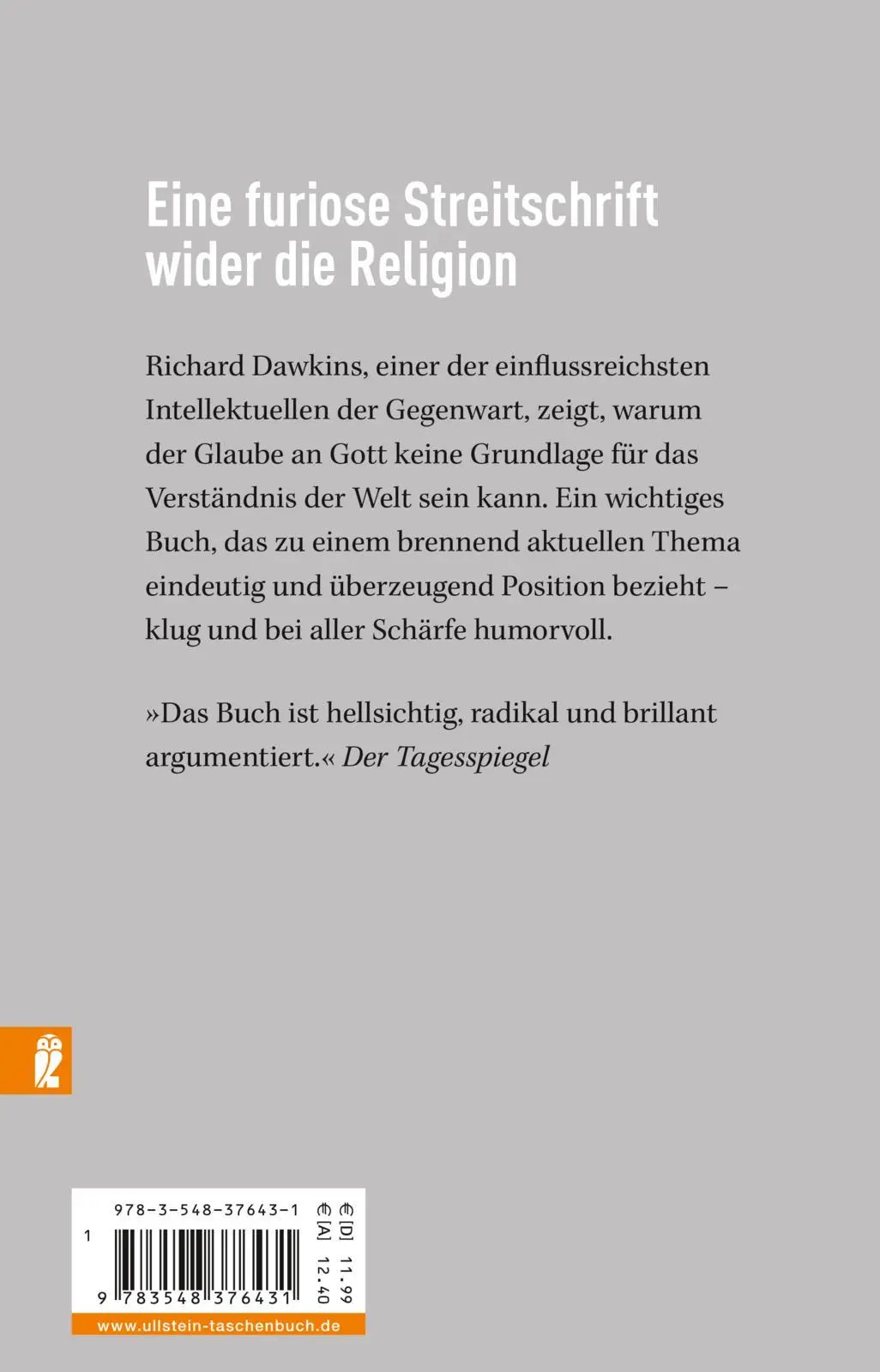 Rückseite: 9783548376431 | Der Gotteswahn | Richard Dawkins | Taschenbuch | 586 S. | Deutsch