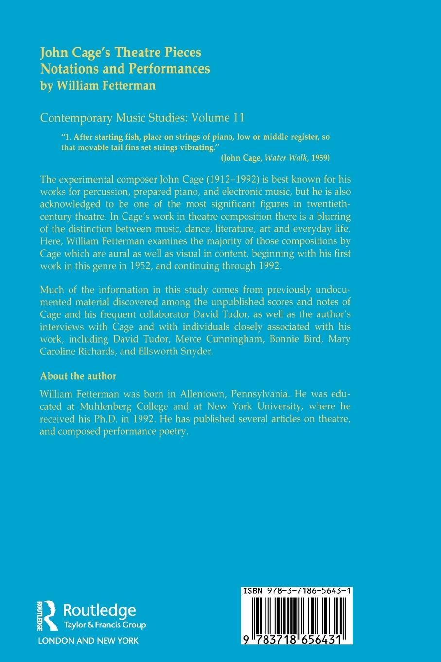 Rückseite: 9783718656431 | John Cage's Theatre Pieces | William Fetterman | Taschenbuch | 2023