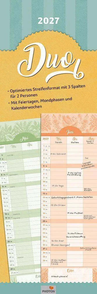 Cover: 9783911156431 | Planer "DUO" Kalender 2027 | PHOTON® Verlag | Kalender | 15 S. | 2027