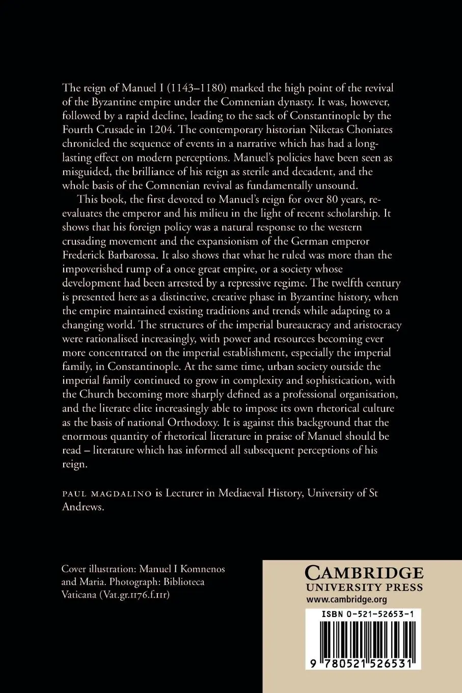 Rückseite: 9780521526531 | The Empire of Manuel I Komnenos, 1143 1180 | Paul Magdalino | Buch