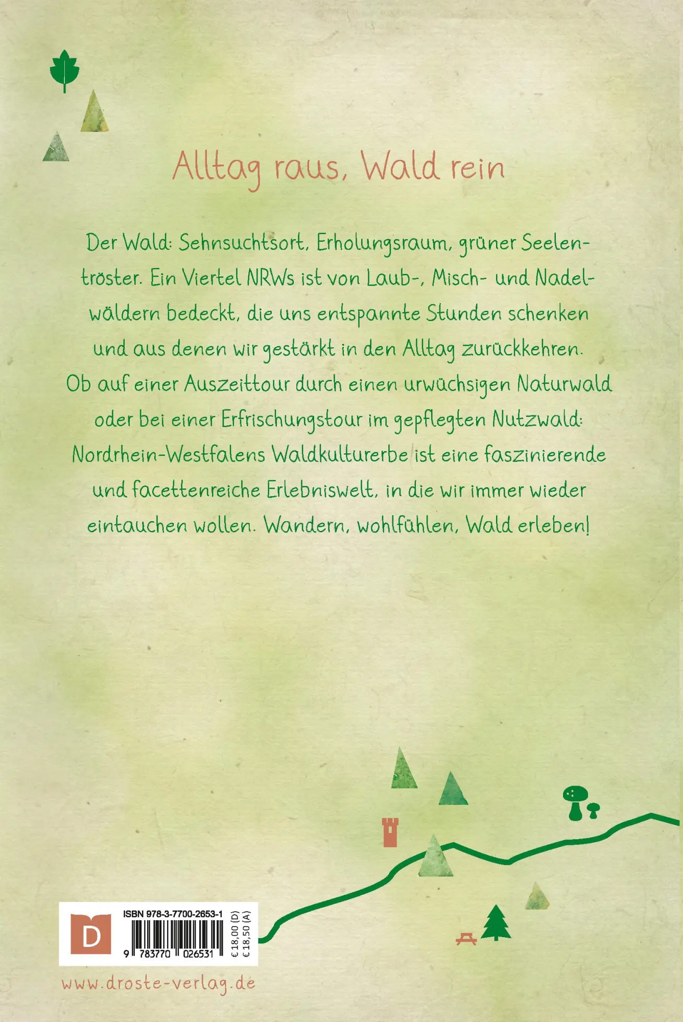 Rückseite: 9783770026531 | Nordrhein-Westfalen - Wälder | Wandern für die Seele | Sabine Hauke