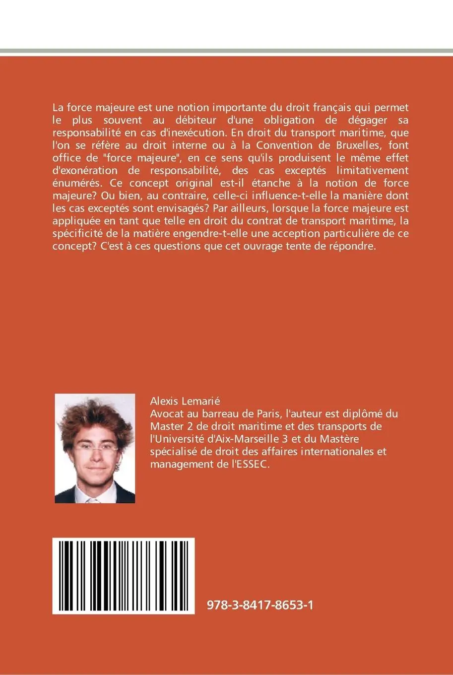 Rückseite: 9783841786531 | La force majeure en droit du contrat de transport maritime | Lemarié