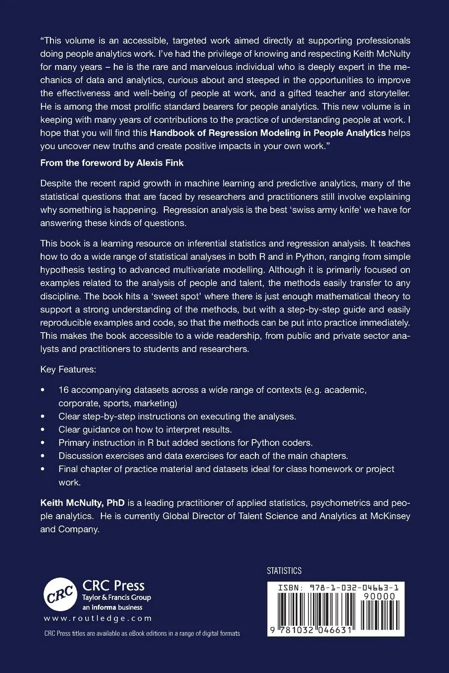 Rückseite: 9781032046631 | Handbook of Regression Modeling in People Analytics | Keith McNulty