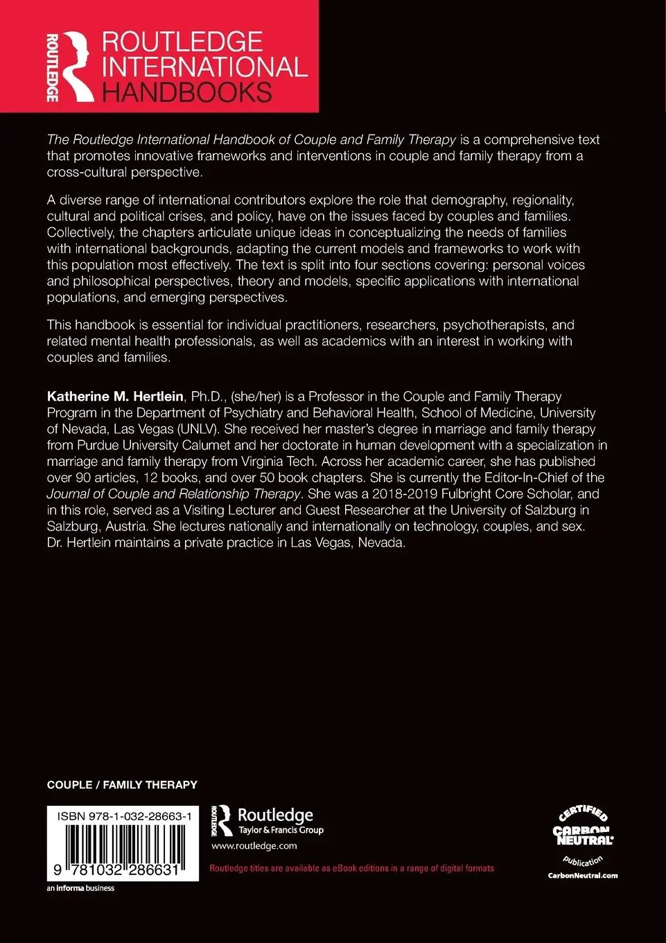 Rückseite: 9781032286631 | The Routledge International Handbook of Couple and Family Therapy