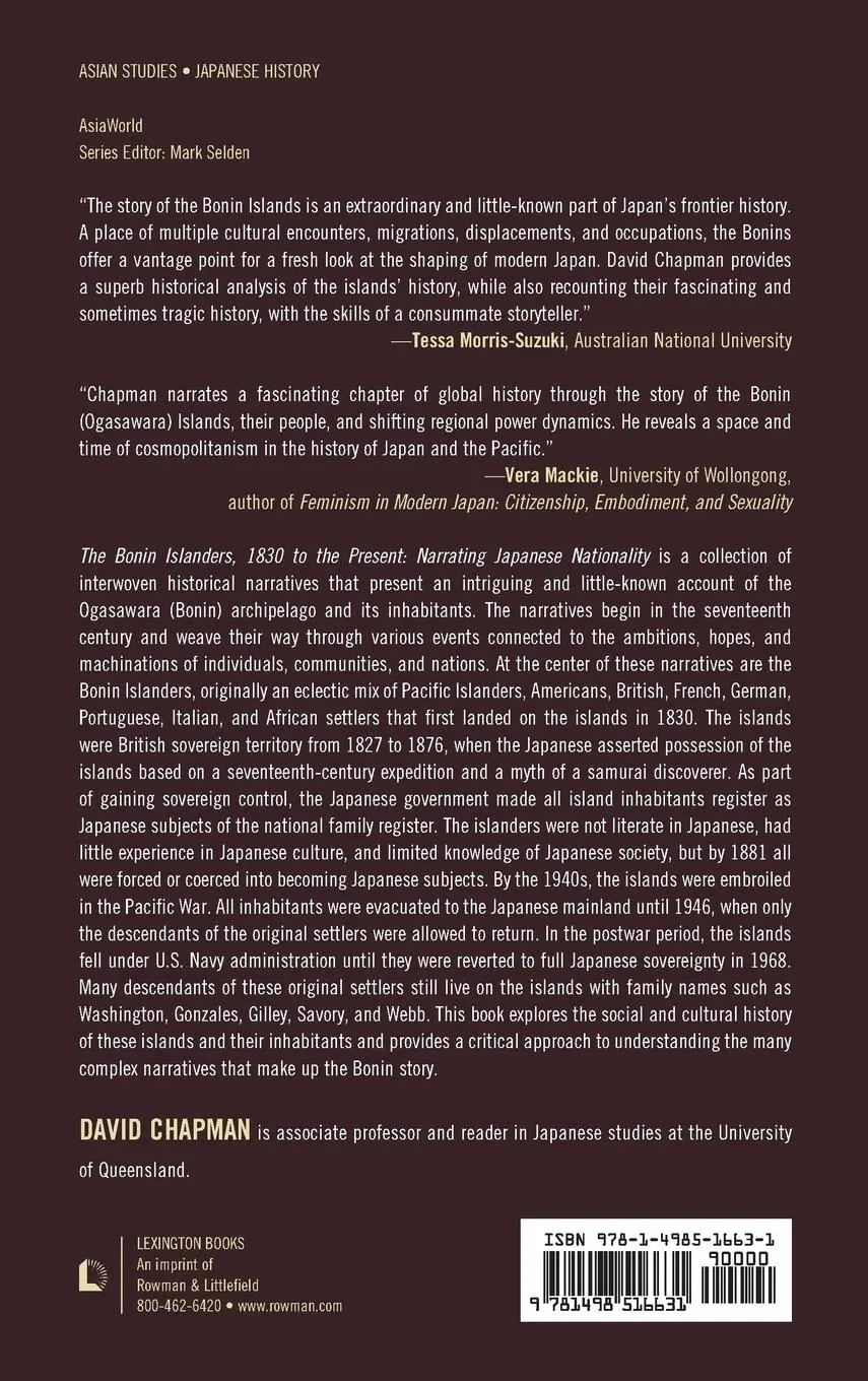 Rückseite: 9781498516631 | Bonin Islanders, 1830 to the Present | Narrating Japanese Nationality