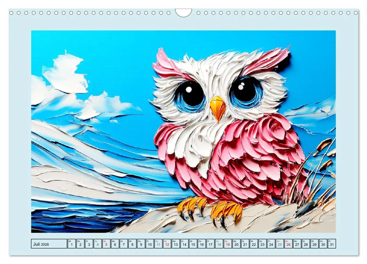 Bild: 9783457346631 | Eulen. Entzückende Paintings (Wandkalender 2026 DIN A3 quer),...