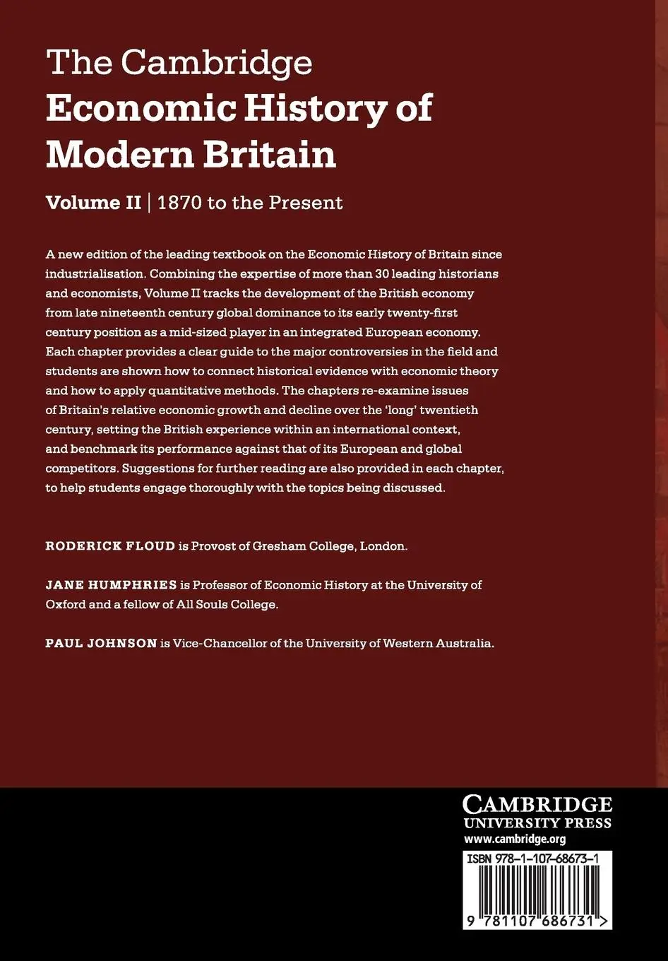 Rückseite: 9781107686731 | The Cambridge Economic History of Modern Britain | Floud (u. a.)