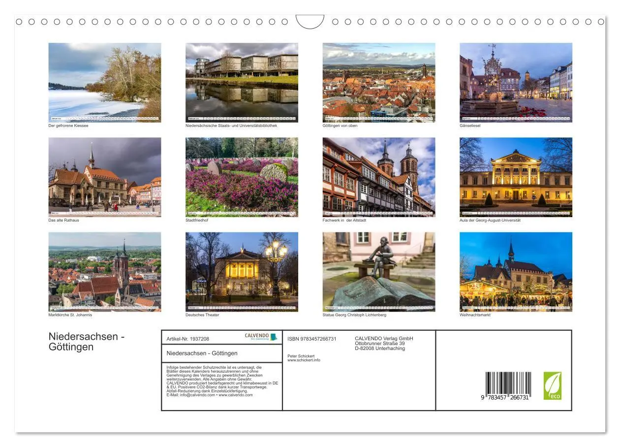 Bild: 9783457266731 | Niedersachsen - Göttingen (Wandkalender 2026 DIN A3 quer), CALVENDO...