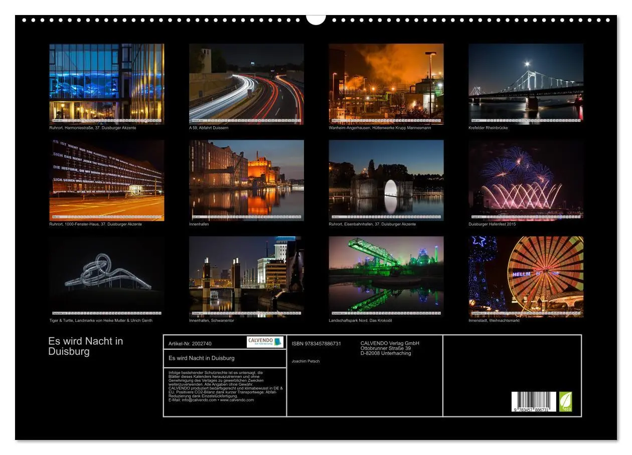 Bild: 9783457886731 | Es wird Nacht in Duisburg (Wandkalender 2026 DIN A2 quer), CALVENDO...