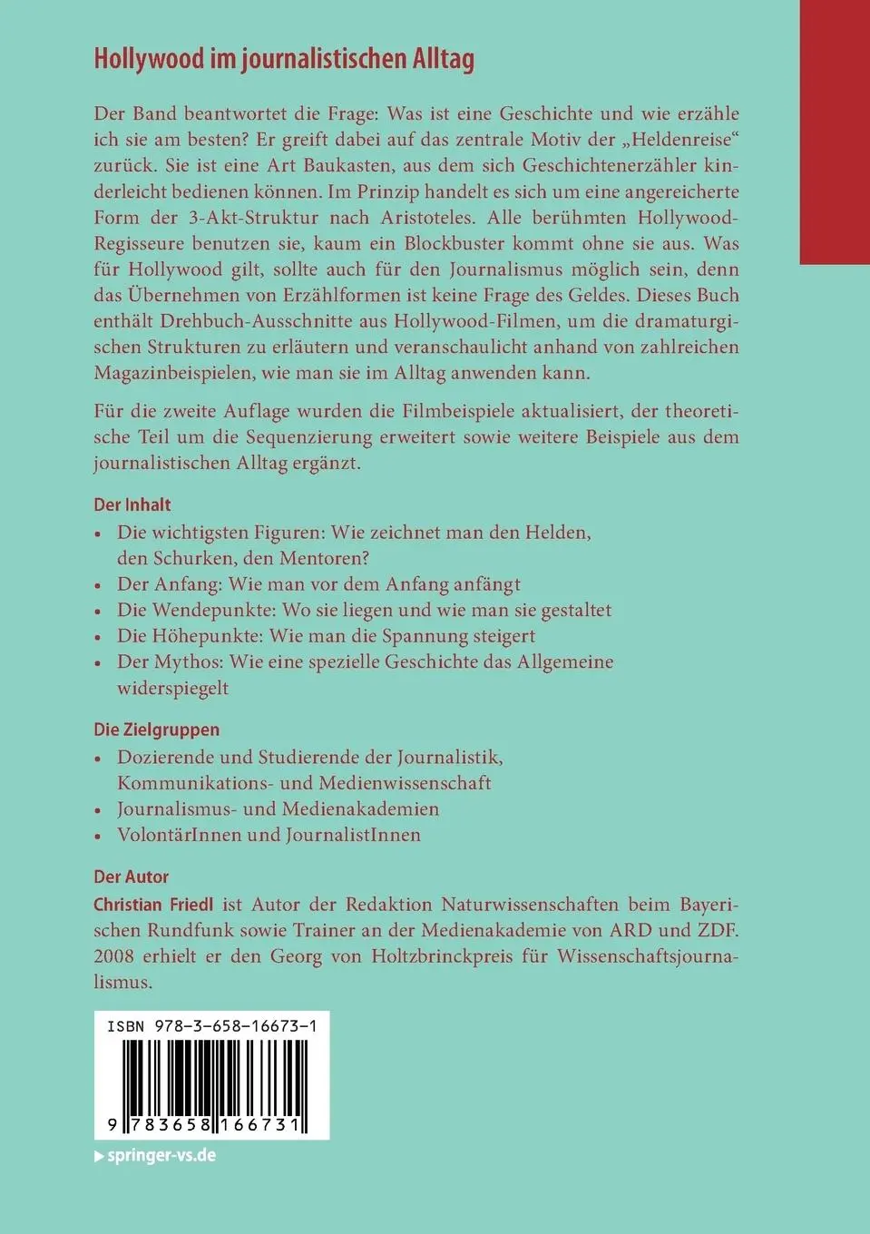 Rückseite: 9783658166731 | Hollywood im journalistischen Alltag | Christian Friedl | Taschenbuch