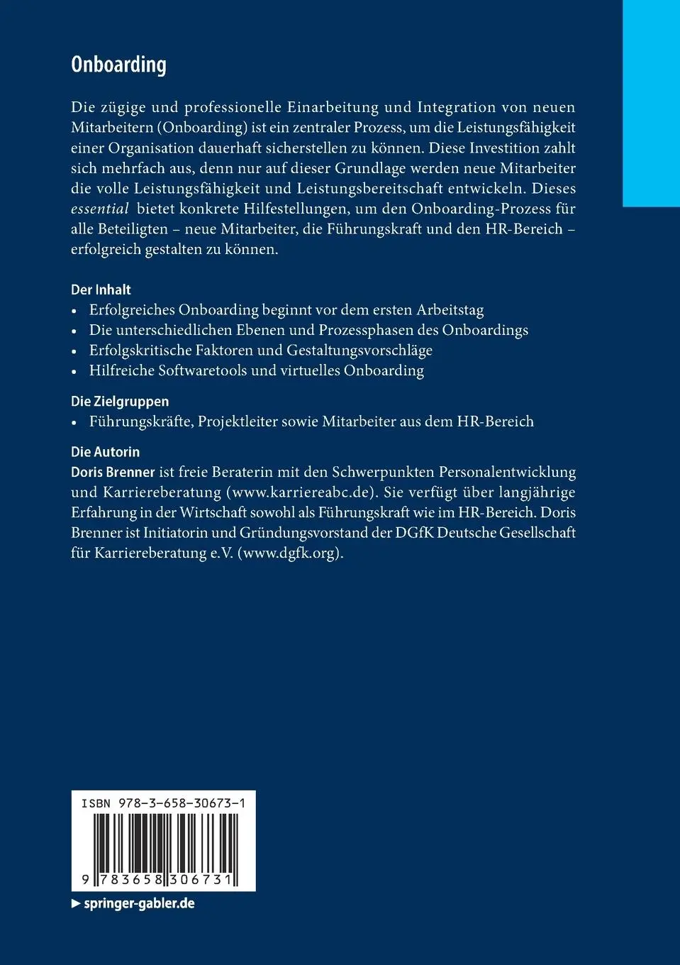 Rückseite: 9783658306731 | Onboarding | Doris Brenner | Taschenbuch | IX | Deutsch | 2020