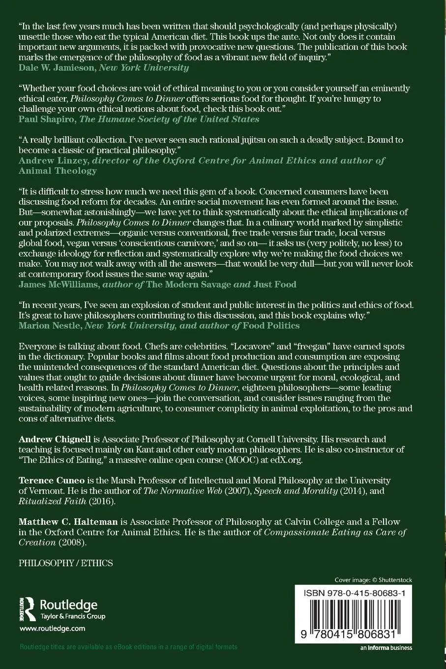 Rückseite: 9780415806831 | Philosophy Comes to Dinner | Arguments About the Ethics of Eating