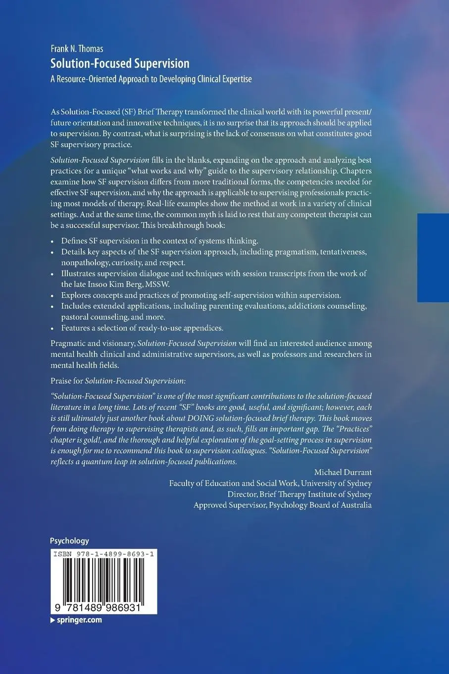 Rückseite: 9781489986931 | Solution-Focused Supervision | Frank N. Thomas | Taschenbuch | xxviii