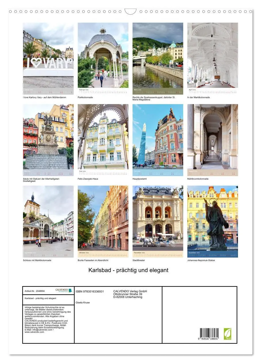 Bild: 9783516336931 | Karlsbad - prächtig und elegant (Wandkalender 2026 DIN A2 hoch),...