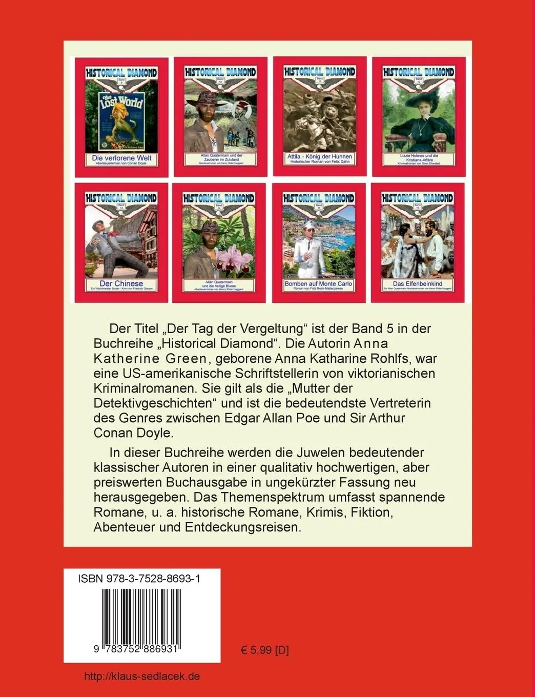 Rückseite: 9783752886931 | Der Tag der Vergeltung | Kriminalroman | Anna Katharine Green | Buch