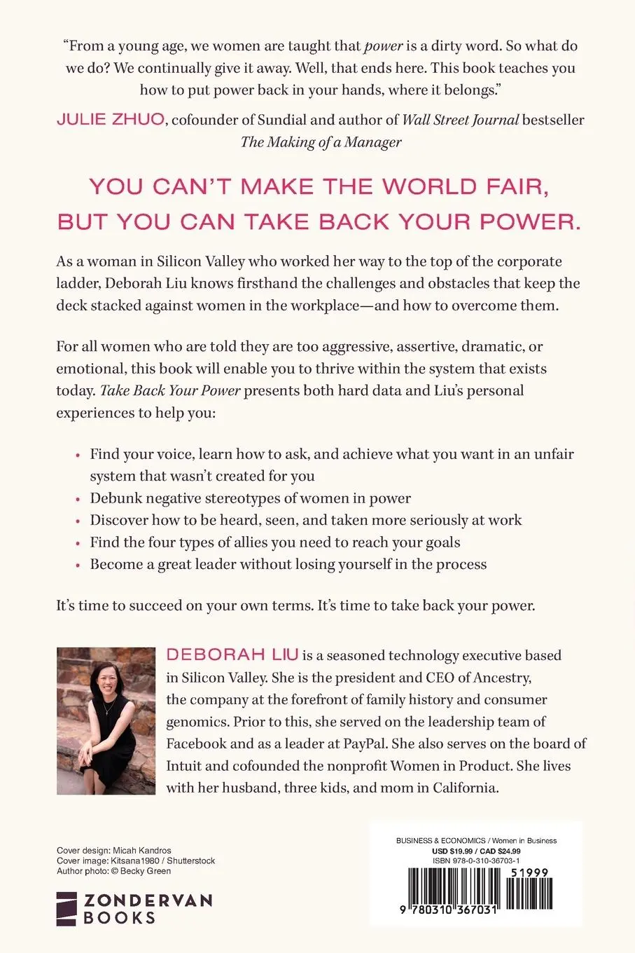 Rückseite: 9780310367031 | Take Back Your Power | 10 New Rules for Women at Work | Deborah Liu
