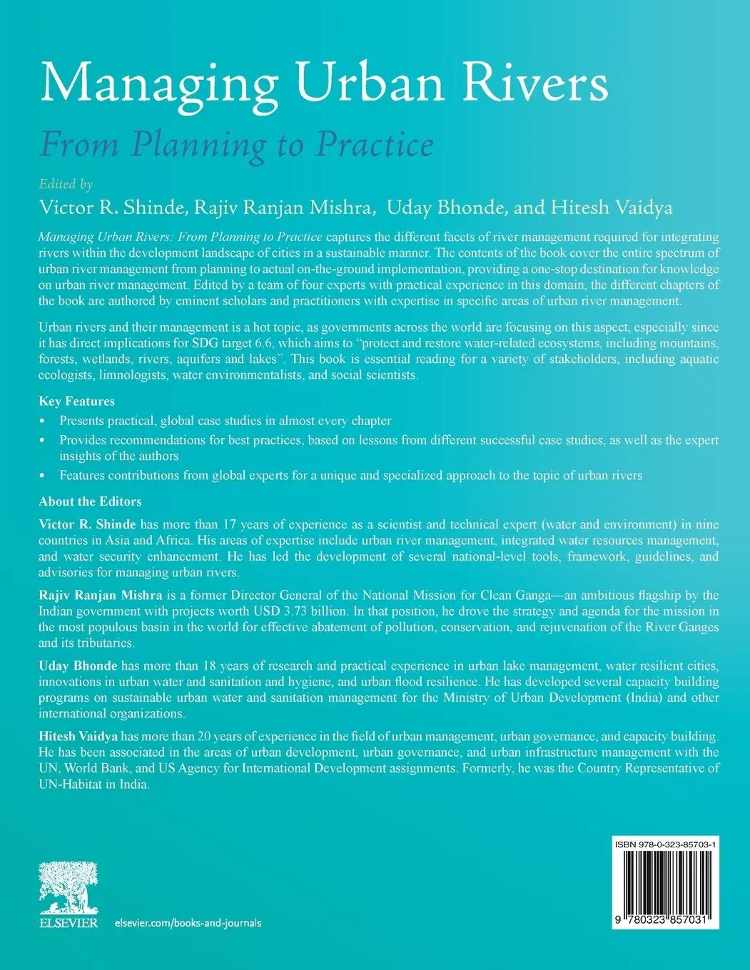 Rückseite: 9780323857031 | Managing Urban Rivers | From Planning to Practice | Vaidya (u. a.)