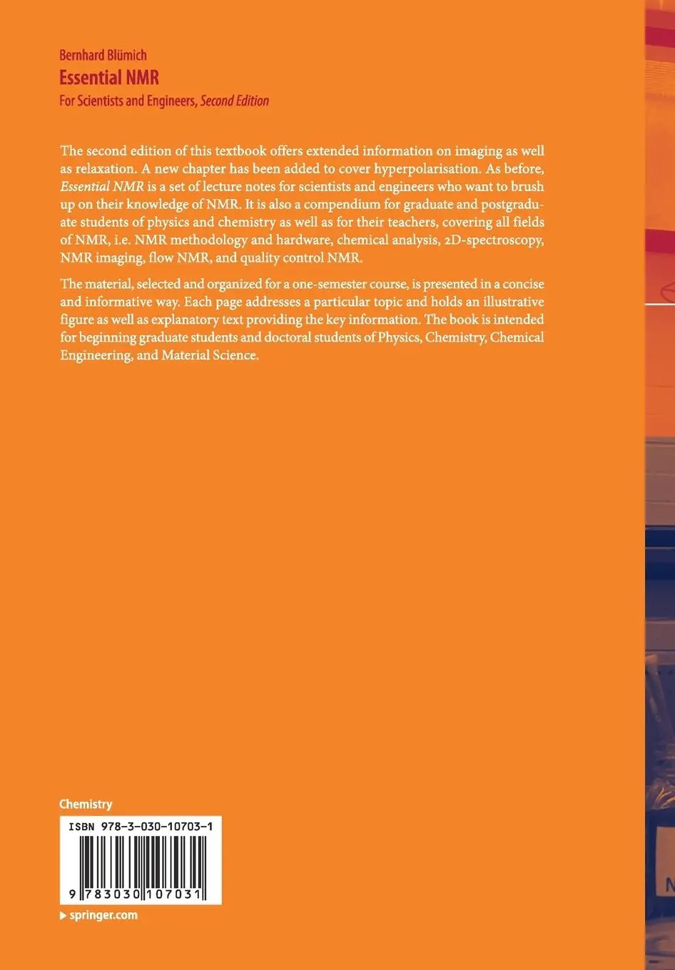 Rückseite: 9783030107031 | Essential NMR | For Scientists and Engineers | Bernhard Blümich | Buch