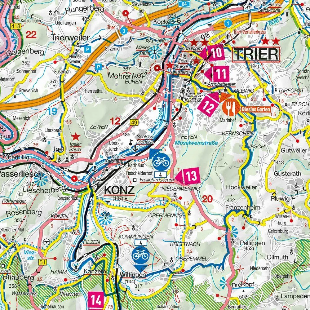 Bild: 9783575017031 | MARCO POLO Freizeitkarte 30 Saarland, Obermosel, Trier 1:115.000