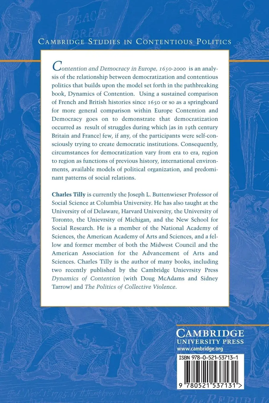 Rückseite: 9780521537131 | Contention and Democracy in Europe, 1650-2000 | Chales Tilly | Buch