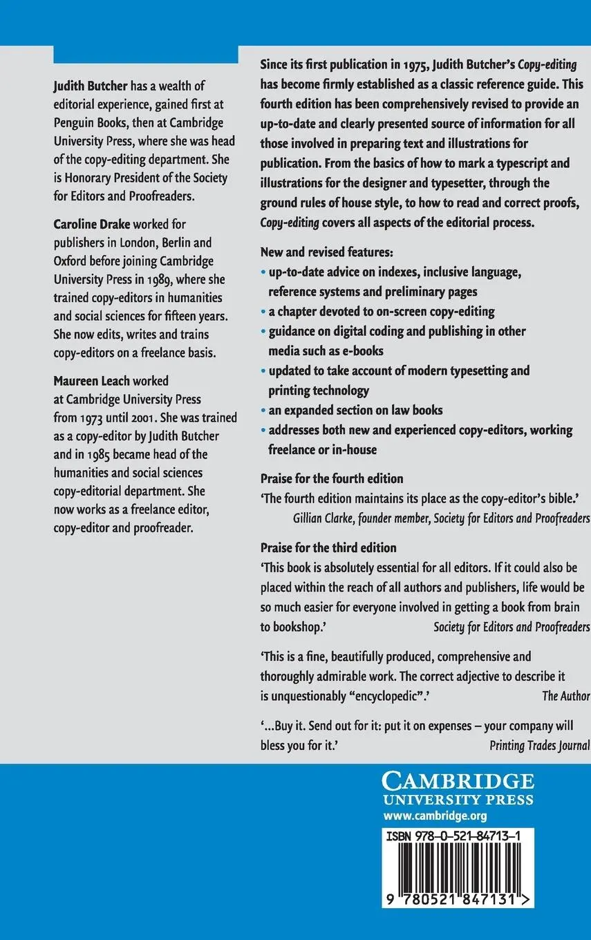 Rückseite: 9780521847131 | Butcher's Copy-editing | Judith Butcher (u. a.) | Buch | Gebunden