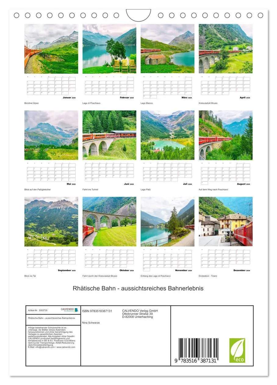 Bild: 9783516387131 | Rhätische Bahn - aussichtsreiches Bahnerlebnis (Wandkalender 2026...